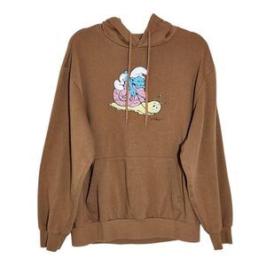 The Smurfs Save the World Brown Hoodie Size Large Unisex Smurfs Hoodie